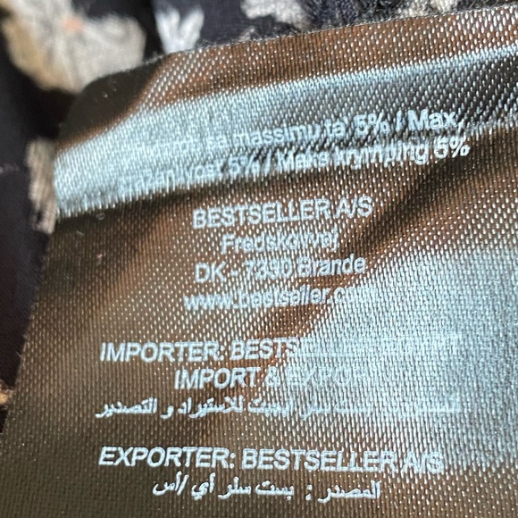 Pieces Black White Floral Flutter Long Sleeve Smocked Mock Neck Dress-Sz-XL - Picture 16 of 16